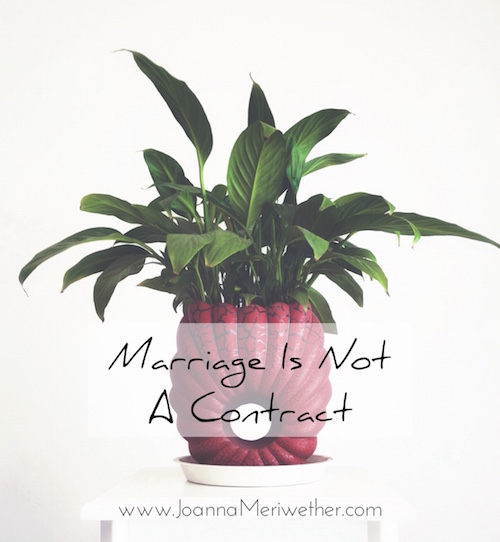 a large green plant in a red planter with the words "Marriage is not a contract" across the middle