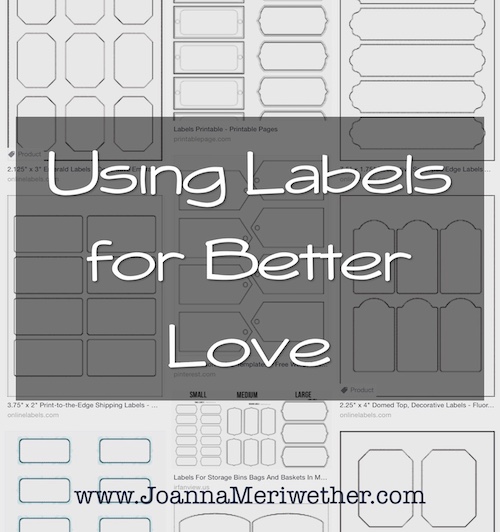 a background of various package labels with the words 'Using labels for better love' superimposed on the top